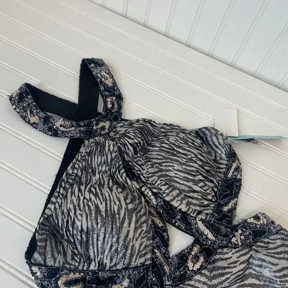 NWT Camille La Vie Animal Print Sequin Halter Open Back Maxi Dress Size 4 - Picture 7 of 9